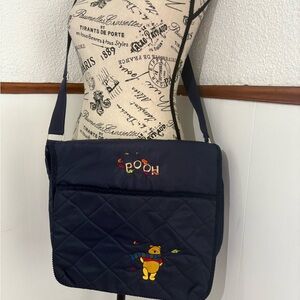 Vintage Winnie the Pooh Quilted Diaper Bag – Navy Blue